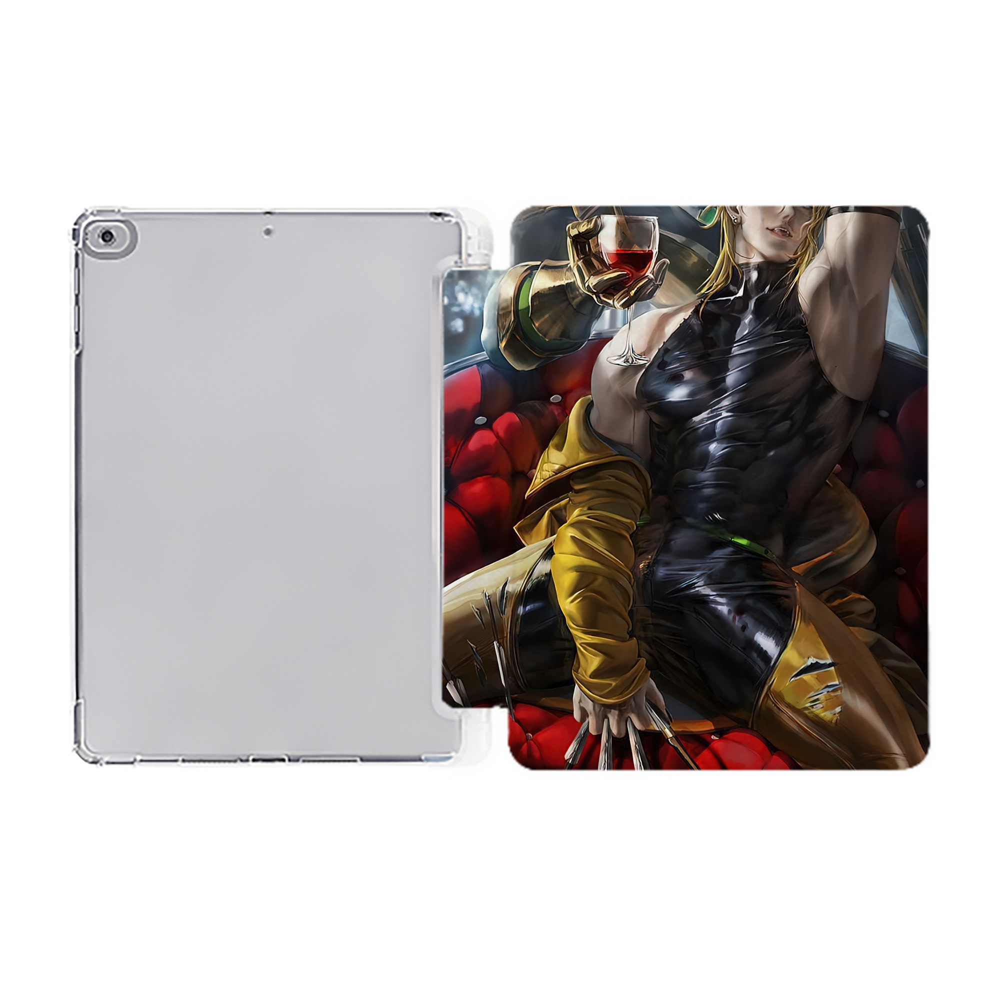 （画像用） ジョジョの奇妙な冒険 JoJo's Bizarre Adventure IPad ケース ペン収納付き 三つ折りスタンド PUレザー×シリコン 対応機種9.5/10.5/10.9インチ